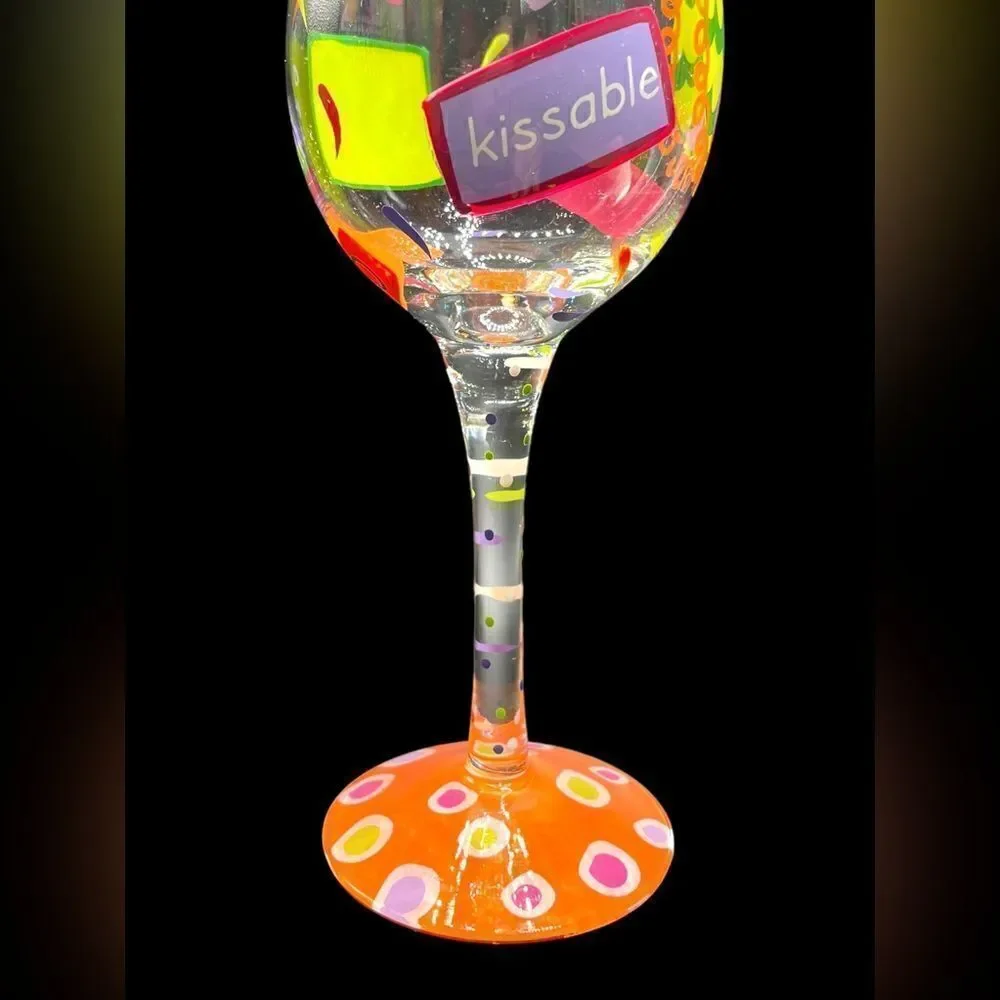 LOLITA - “I Love My Letter* Love my Wine * Hand-painted Wine Glass - “K”